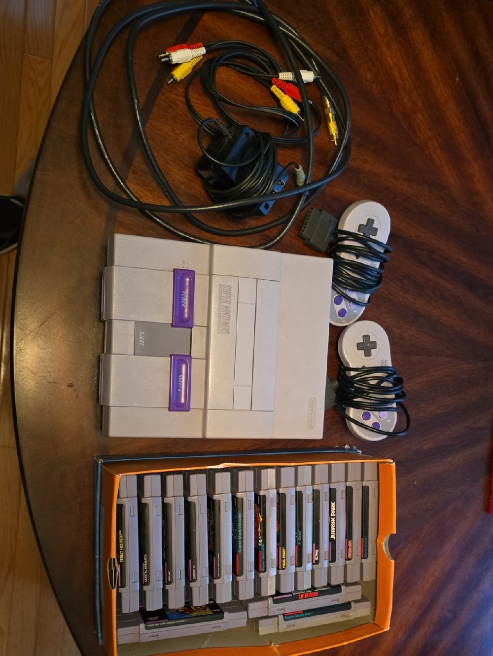 Super Nintendo Console, Games, 2 Controllers, and Cables Bundle